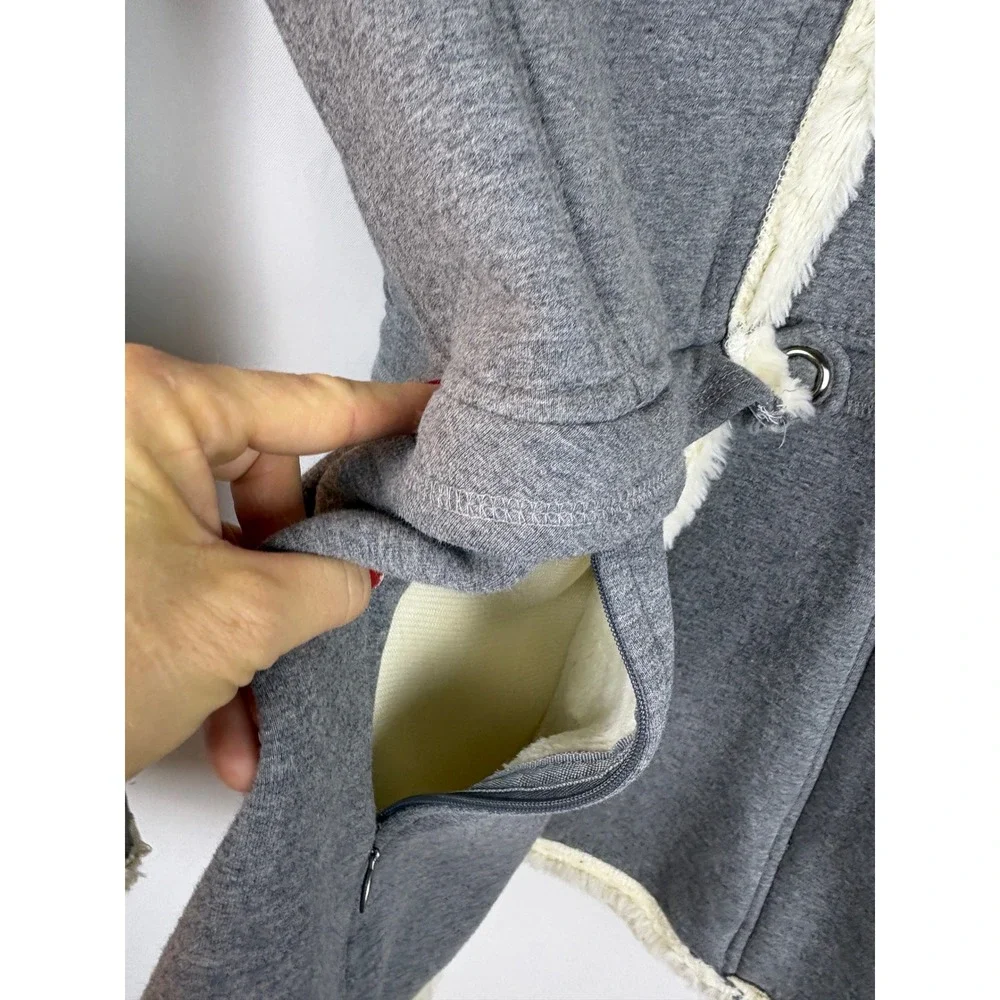 Athleta Womens Grey Convertible Faux Fur Lined 2-in-1 Jacket Coat Small - Picture 5 of 9